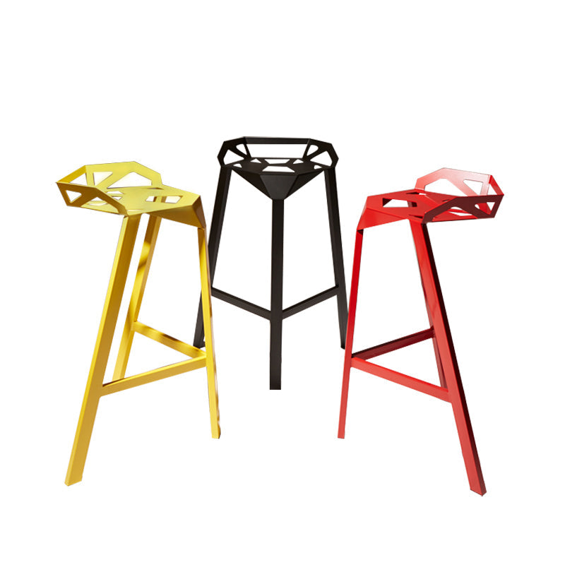 Modern Armless Backrest Counter Stool Iron Cafe Bar Stool with Seat Clearhalo 'Bar Furniture' 'Bar Stools' 'bar_stools' 'furn' 'furn_bar_stools' 'Furniture' 'furniture_bar_stools' 'Kitchen & Dining Furniture' 5054895