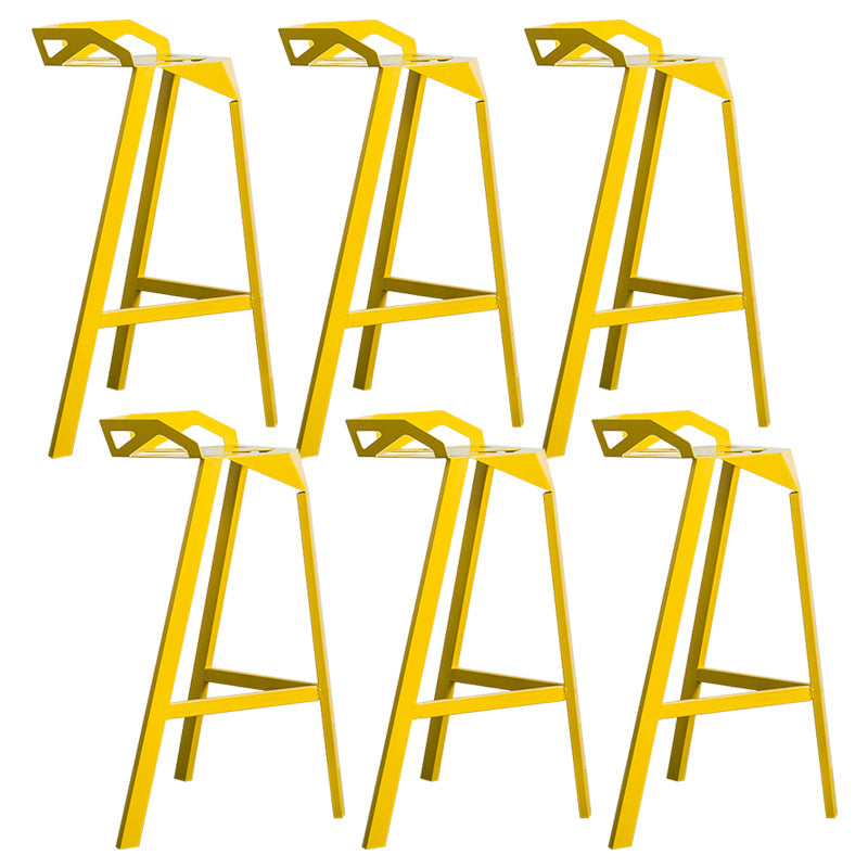 Modern Armless Backrest Counter Stool Iron Cafe Bar Stool with Seat Yellow 6 Piece Set Clearhalo 'Bar Furniture' 'Bar Stools' 'bar_stools' 'furn' 'furn_bar_stools' 'Furniture' 'furniture_bar_stools' 'Kitchen & Dining Furniture' 5054899
