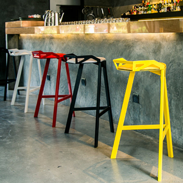 Modern Armless Backrest Counter Stool Iron Cafe Bar Stool with Seat Clearhalo 'Bar Furniture' 'Bar Stools' 'bar_stools' 'furn' 'furn_bar_stools' 'Furniture' 'furniture_bar_stools' 'Kitchen & Dining Furniture' 5054901