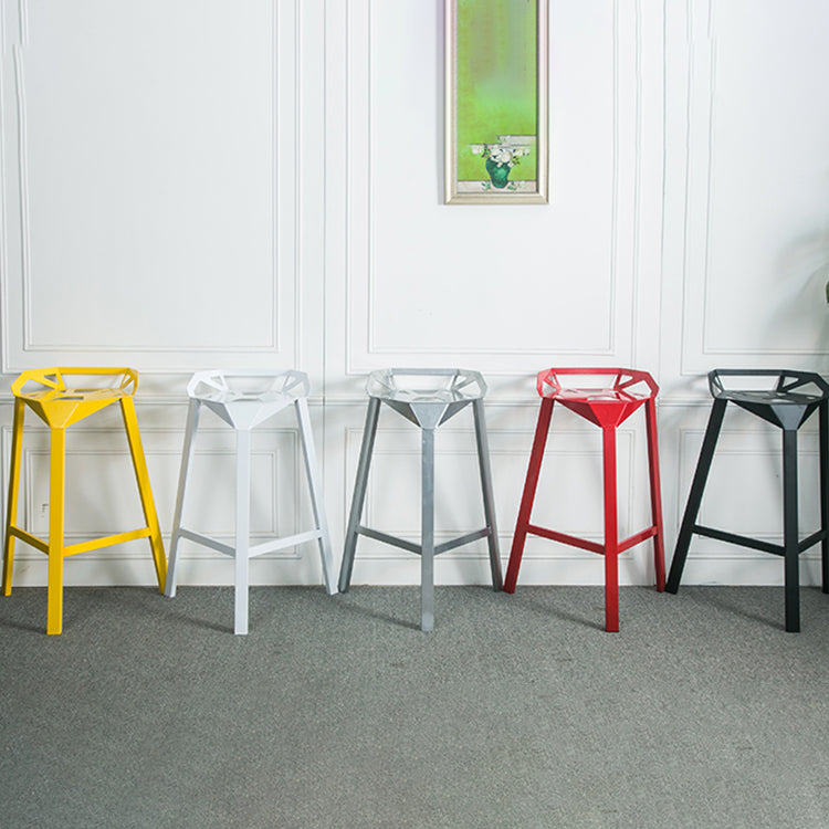 Modern Armless Backrest Counter Stool Iron Cafe Bar Stool with Seat Clearhalo 'Bar Furniture' 'Bar Stools' 'bar_stools' 'furn' 'furn_bar_stools' 'Furniture' 'furniture_bar_stools' 'Kitchen & Dining Furniture' 5054903