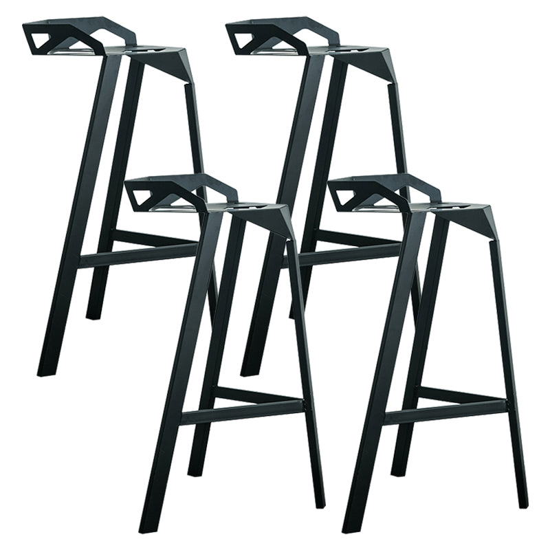 Modern Armless Backrest Counter Stool Iron Cafe Bar Stool with Seat Black 4 Piece Set Clearhalo 'Bar Furniture' 'Bar Stools' 'bar_stools' 'furn' 'furn_bar_stools' 'Furniture' 'furniture_bar_stools' 'Kitchen & Dining Furniture' 5054904