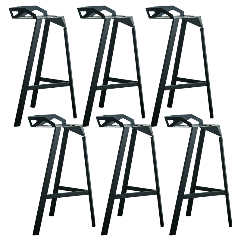 Modern Armless Backrest Counter Stool Iron Cafe Bar Stool with Seat Black 6 Piece Set Clearhalo 'Bar Furniture' 'Bar Stools' 'bar_stools' 'furn' 'furn_bar_stools' 'Furniture' 'furniture_bar_stools' 'Kitchen & Dining Furniture' 5054905