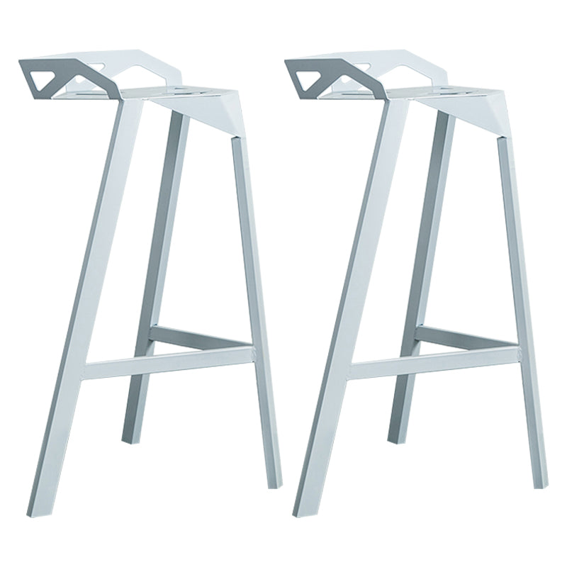 Modern Armless Backrest Counter Stool Iron Cafe Bar Stool with Seat White 2 Piece Set Clearhalo 'Bar Furniture' 'Bar Stools' 'bar_stools' 'furn' 'furn_bar_stools' 'Furniture' 'furniture_bar_stools' 'Kitchen & Dining Furniture' 5054907
