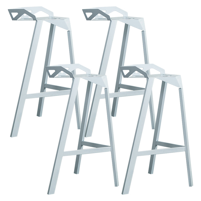 Modern Armless Backrest Counter Stool Iron Cafe Bar Stool with Seat White 4 Piece Set Clearhalo 'Bar Furniture' 'Bar Stools' 'bar_stools' 'furn' 'furn_bar_stools' 'Furniture' 'furniture_bar_stools' 'Kitchen & Dining Furniture' 5054908