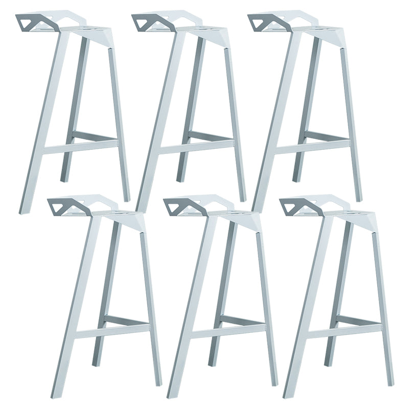 Modern Armless Backrest Counter Stool Iron Cafe Bar Stool with Seat White 6 Piece Set Clearhalo 'Bar Furniture' 'Bar Stools' 'bar_stools' 'furn' 'furn_bar_stools' 'Furniture' 'furniture_bar_stools' 'Kitchen & Dining Furniture' 5054909