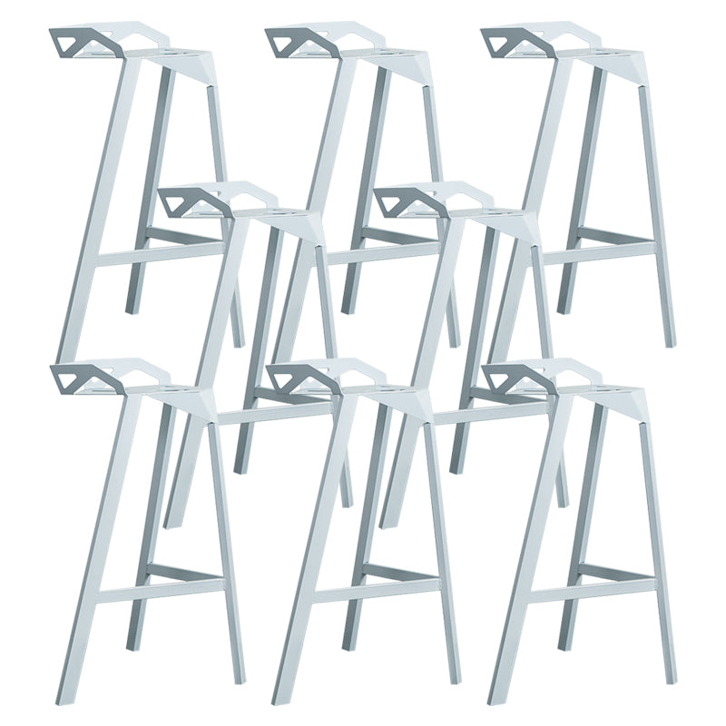 Modern Armless Backrest Counter Stool Iron Cafe Bar Stool with Seat White 8 Piece Set Clearhalo 'Bar Furniture' 'Bar Stools' 'bar_stools' 'furn' 'furn_bar_stools' 'Furniture' 'furniture_bar_stools' 'Kitchen & Dining Furniture' 5054910