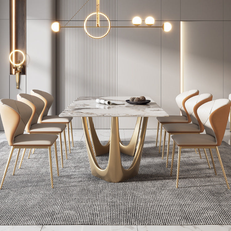 Luxury Sintered Stone Dining Set Rectangle 1/4/5/7 Pieces Dining Room Table Set Clearhalo 'Dining Room Sets' 'Dining Tables & Seating' 'dining_room_set' 'furn' 'furn_dining_room_set' 'Furniture' 'furniture_dining_room_set' 'Kitchen & Dining Furniture' 5055605