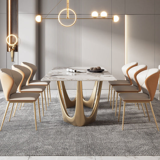 Luxury Sintered Stone Dining Set Rectangle 1/4/5/7 Pieces Dining Room Table Set Clearhalo 'Dining Room Sets' 'Dining Tables & Seating' 'dining_room_set' 'furn' 'furn_dining_room_set' 'Furniture' 'furniture_dining_room_set' 'Kitchen & Dining Furniture' 5055605