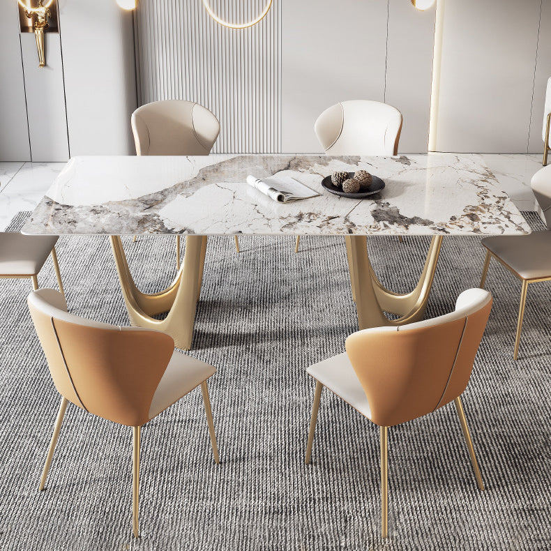 Luxury Sintered Stone Dining Set Rectangle 1/4/5/7 Pieces Dining Room Table Set Clearhalo 'Dining Room Sets' 'Dining Tables & Seating' 'dining_room_set' 'furn' 'furn_dining_room_set' 'Furniture' 'furniture_dining_room_set' 'Kitchen & Dining Furniture' 5055606