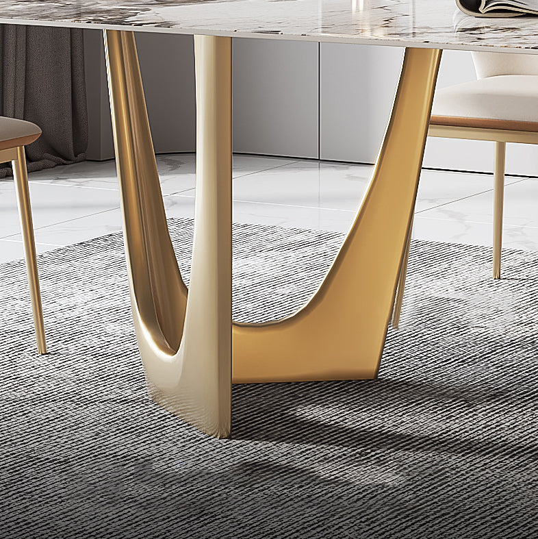 Luxury Sintered Stone Dining Set Rectangle 1/4/5/7 Pieces Dining Room Table Set Clearhalo 'Dining Room Sets' 'Dining Tables & Seating' 'dining_room_set' 'furn' 'furn_dining_room_set' 'Furniture' 'furniture_dining_room_set' 'Kitchen & Dining Furniture' 5055610