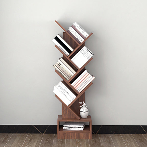Contemporary Style Geometric Bookcase Vertical Closed Back Book Shelf 14.6"L x 8.3"W x 48.1"H Brown Clearhalo 'Bookcases' 'furn' 'furn_bookcases' 'Furniture' 'furniture_bookcases' 'Office Furniture' 5055732