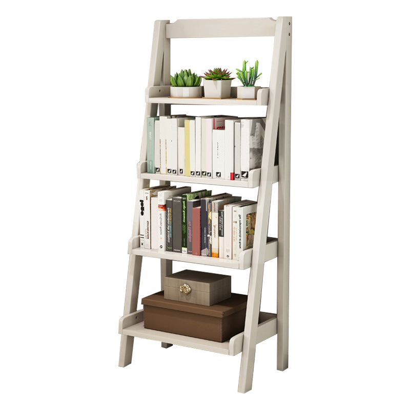 Rubber Wood Ladder Bookshelf Contemporary Open Bookcase for Home Office White Bookcases Clearhalo 'Bookcases' 'furn' 'furn_bookcases' 'Furniture' 'furniture_bookcases' 'Office Furniture' 5055780