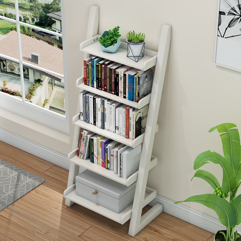 Rubber Wood Ladder Bookshelf Contemporary Open Bookcase for Home Office Clearhalo 'Bookcases' 'furn' 'furn_bookcases' 'Furniture' 'furniture_bookcases' 'Office Furniture' 5055782