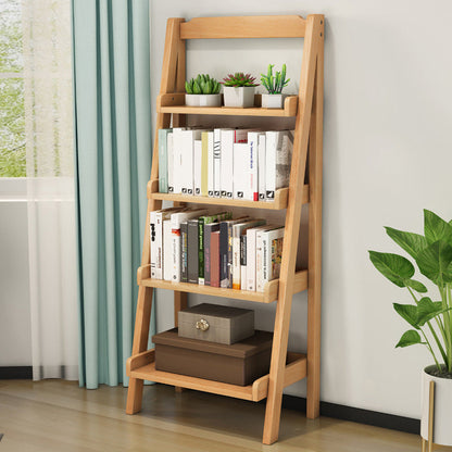 Rubber Wood Ladder Bookshelf Contemporary Open Bookcase for Home Office Natural Bookcases Clearhalo 'Bookcases' 'furn' 'furn_bookcases' 'Furniture' 'furniture_bookcases' 'Office Furniture' 5055790