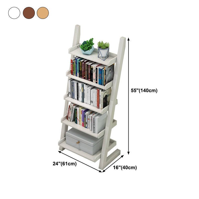 Rubber Wood Ladder Bookshelf Contemporary Open Bookcase for Home Office Clearhalo 'Bookcases' 'furn' 'furn_bookcases' 'Furniture' 'furniture_bookcases' 'Office Furniture' 5055799
