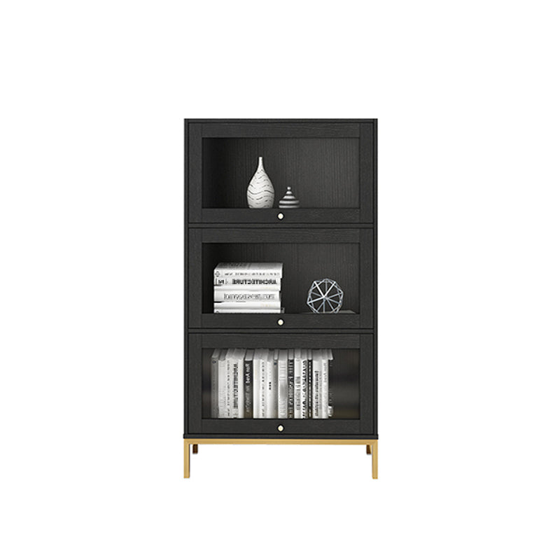 Glam Bookshelf Standard Wooden Shelf Bookcase with Cabinets for Office 21.5"L x 11.8"W x 50.2"H Black Clearhalo 'Bookcases' 'furn' 'furn_bookcases' 'Furniture' 'furniture_bookcases' 'Office Furniture' 5055801