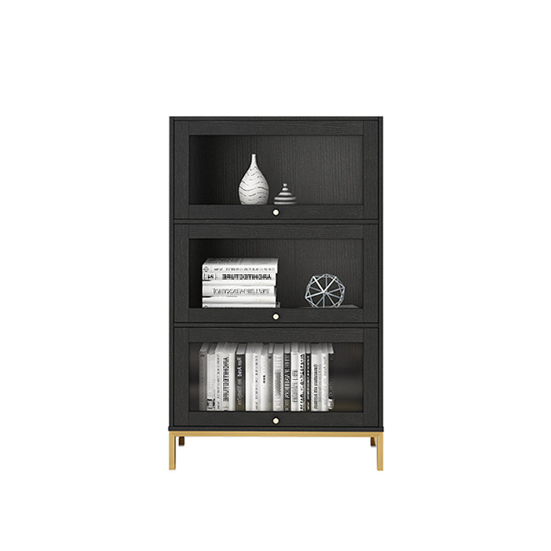 Glam Bookshelf Standard Wooden Shelf Bookcase with Cabinets for Office 29.4"L x 11.8"W x 50.2"H Black Clearhalo 'Bookcases' 'furn' 'furn_bookcases' 'Furniture' 'furniture_bookcases' 'Office Furniture' 5055802