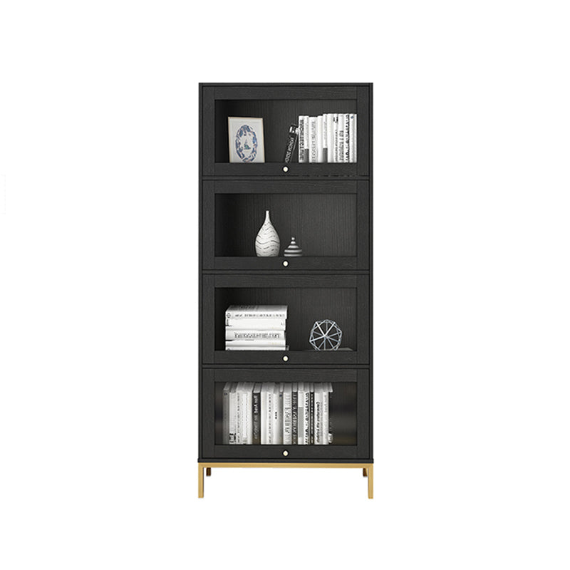 Glam Bookshelf Standard Wooden Shelf Bookcase with Cabinets for Office 21.5"L x 11.8"W x 65.9"H Black Clearhalo 'Bookcases' 'furn' 'furn_bookcases' 'Furniture' 'furniture_bookcases' 'Office Furniture' 5055804