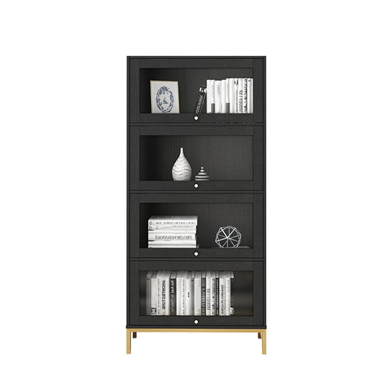 Glam Bookshelf Standard Wooden Shelf Bookcase with Cabinets for Office 29.4"L x 11.8"W x 65.9"H Black Clearhalo 'Bookcases' 'furn' 'furn_bookcases' 'Furniture' 'furniture_bookcases' 'Office Furniture' 5055806