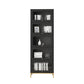 Glam Bookshelf Standard Wooden Shelf Bookcase with Cabinets for Office 21.5"L x 11.8"W x 79.5"H Black Clearhalo 'Bookcases' 'furn' 'furn_bookcases' 'Furniture' 'furniture_bookcases' 'Office Furniture' 5055808