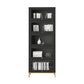 Glam Bookshelf Standard Wooden Shelf Bookcase with Cabinets for Office 29.4"L x 11.8"W x 79.5"H Black Clearhalo 'Bookcases' 'furn' 'furn_bookcases' 'Furniture' 'furniture_bookcases' 'Office Furniture' 5055811
