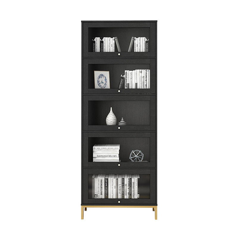 Glam Bookshelf Standard Wooden Shelf Bookcase with Cabinets for Office 29.4"L x 11.8"W x 79.5"H Black Clearhalo 'Bookcases' 'furn' 'furn_bookcases' 'Furniture' 'furniture_bookcases' 'Office Furniture' 5055811