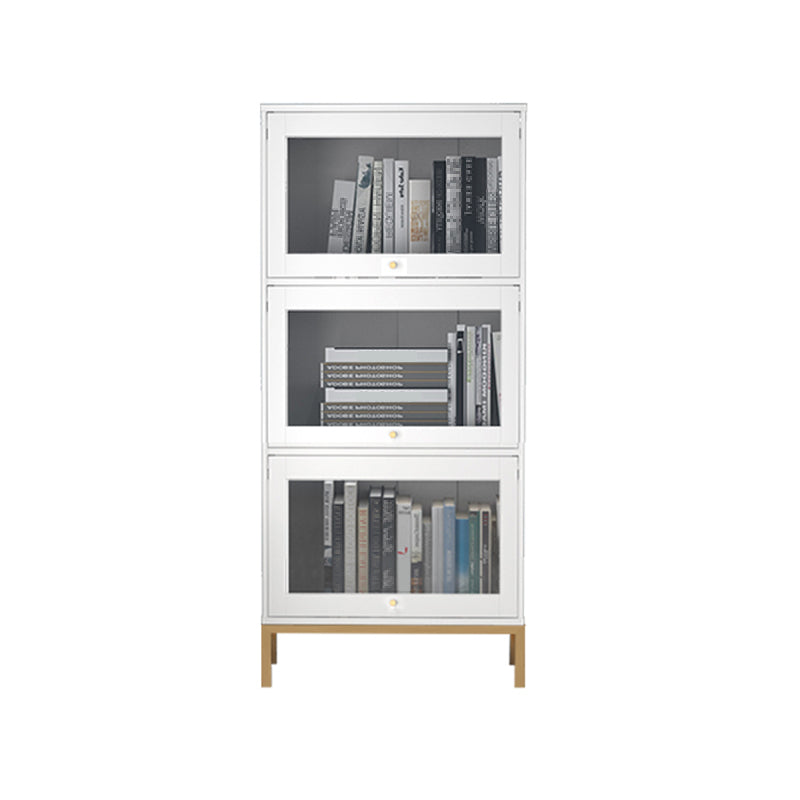 Glam Bookshelf Standard Wooden Shelf Bookcase with Cabinets for Office 21.5"L x 11.8"W x 50.2"H White Clearhalo 'Bookcases' 'furn' 'furn_bookcases' 'Furniture' 'furniture_bookcases' 'Office Furniture' 5055813