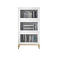 Glam Bookshelf Standard Wooden Shelf Bookcase with Cabinets for Office 29.4"L x 11.8"W x 50.2"H White Clearhalo 'Bookcases' 'furn' 'furn_bookcases' 'Furniture' 'furniture_bookcases' 'Office Furniture' 5055814