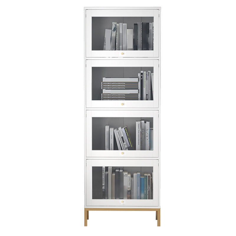 Glam Bookshelf Standard Wooden Shelf Bookcase with Cabinets for Office 21.5"L x 11.8"W x 65.9"H White Clearhalo 'Bookcases' 'furn' 'furn_bookcases' 'Furniture' 'furniture_bookcases' 'Office Furniture' 5055816