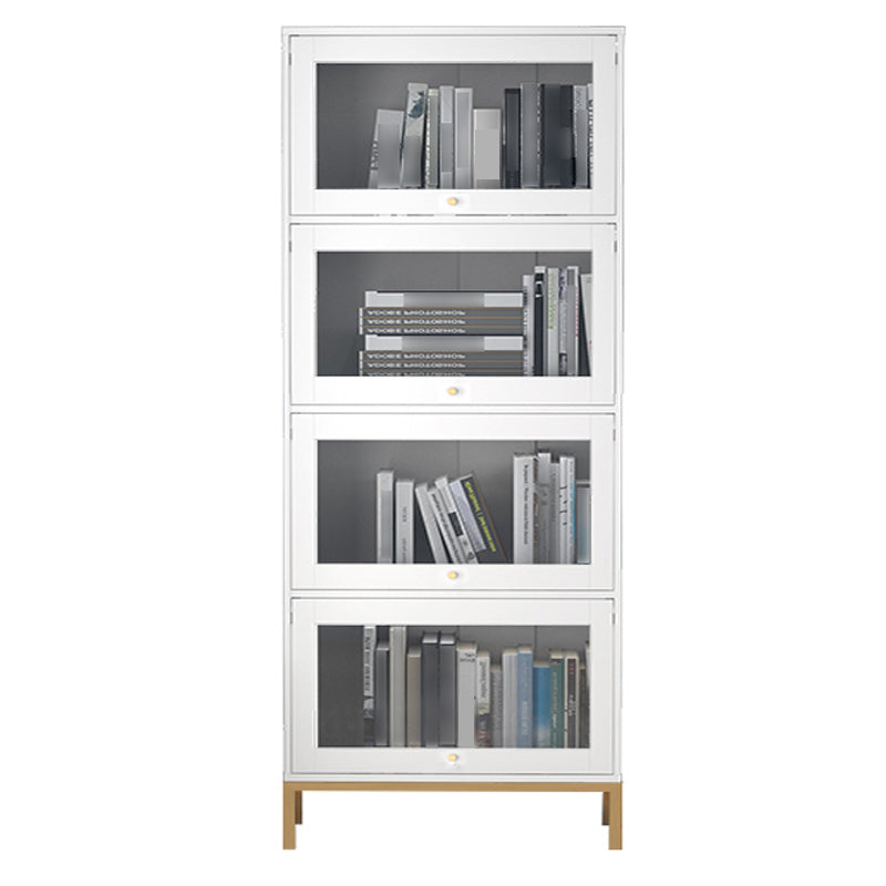 Glam Bookshelf Standard Wooden Shelf Bookcase with Cabinets for Office 29.4"L x 11.8"W x 65.9"H White Clearhalo 'Bookcases' 'furn' 'furn_bookcases' 'Furniture' 'furniture_bookcases' 'Office Furniture' 5055818