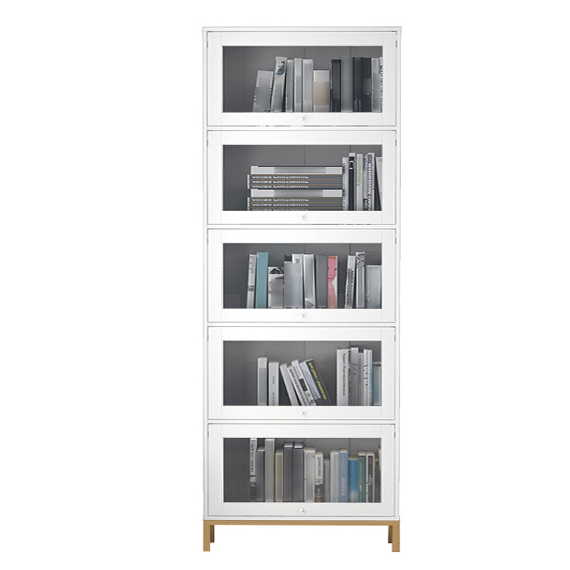 Glam Bookshelf Standard Wooden Shelf Bookcase with Cabinets for Office 29.4"L x 11.8"W x 79.5"H White Clearhalo 'Bookcases' 'furn' 'furn_bookcases' 'Furniture' 'furniture_bookcases' 'Office Furniture' 5055821