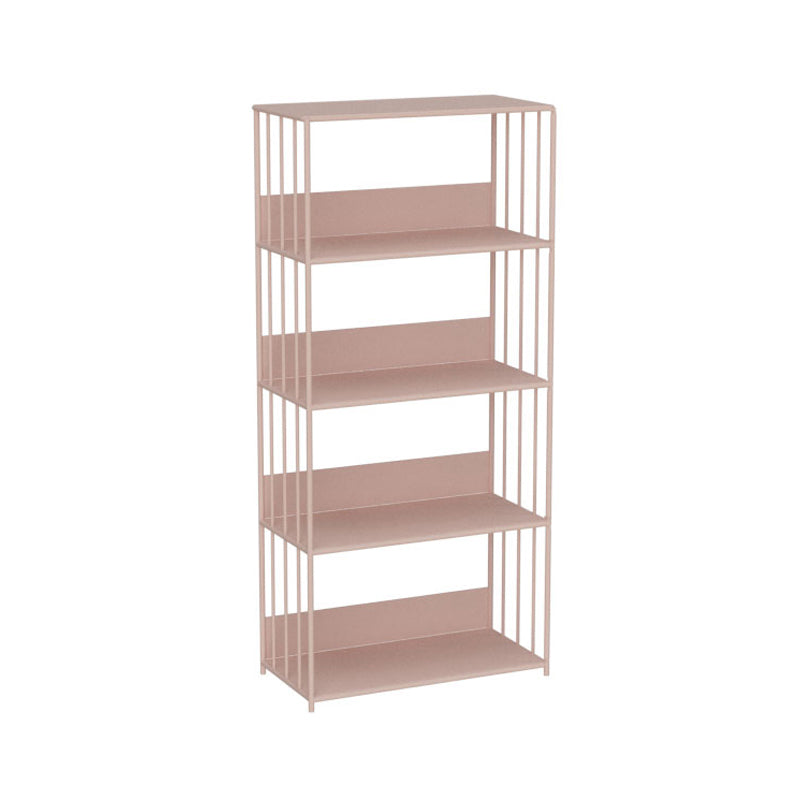 Metal Open Back Standard Bookcase Scandinavian Style Book Shelf 23.6"L x 11.8"W x 51.2"H Pink Clearhalo 'Bookcases' 'furn' 'furn_bookcases' 'Furniture' 'furniture_bookcases' 'Office Furniture' 5055831