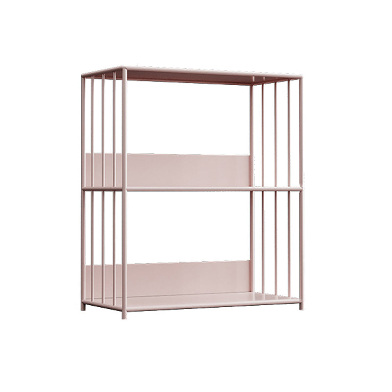 Metal Open Back Standard Bookcase Scandinavian Style Book Shelf 24"L x 12"W x 28"H Pink Clearhalo 'Bookcases' 'furn' 'furn_bookcases' 'Furniture' 'furniture_bookcases' 'Office Furniture' 5055842