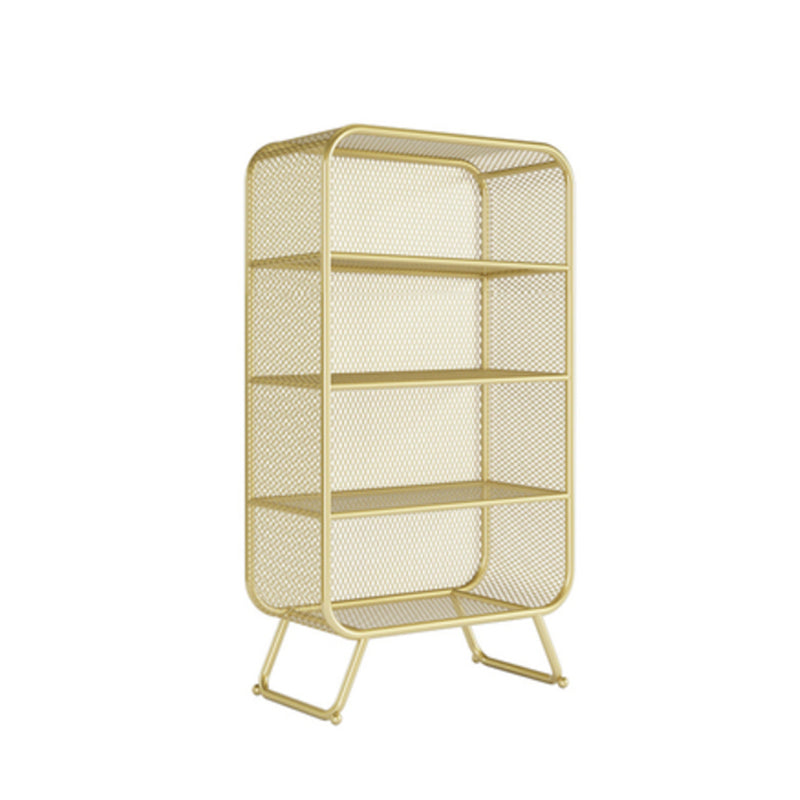 Scandinavian Style Standard Bookcase Metal Closed Back Book Shelf 23.6"L x 11.8"W x 59.1"H Gold Clearhalo 'Bookcases' 'furn' 'furn_bookcases' 'Furniture' 'furniture_bookcases' 'Office Furniture' 5055852