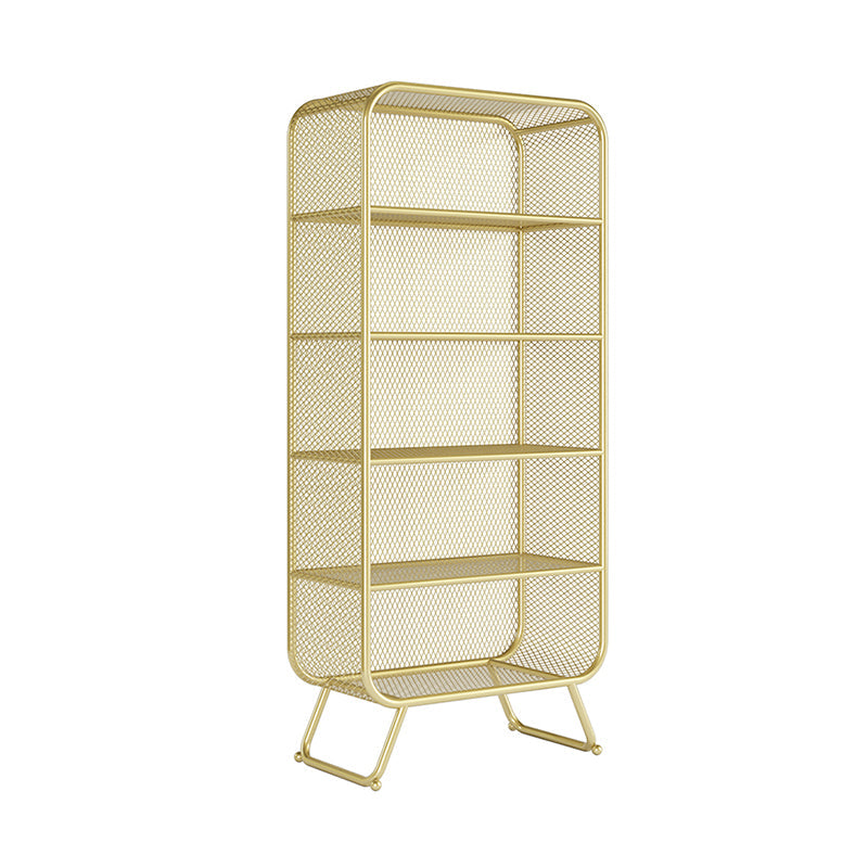 Scandinavian Style Standard Bookcase Metal Closed Back Book Shelf 31"L x 16"W x 71"H Gold Clearhalo 'Bookcases' 'furn' 'furn_bookcases' 'Furniture' 'furniture_bookcases' 'Office Furniture' 5055854