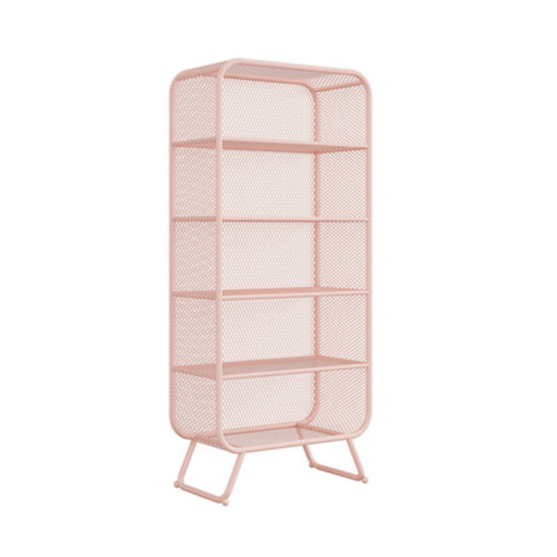 Scandinavian Style Standard Bookcase Metal Closed Back Book Shelf 31"L x 16"W x 71"H Pink Clearhalo 'Bookcases' 'furn' 'furn_bookcases' 'Furniture' 'furniture_bookcases' 'Office Furniture' 5055858