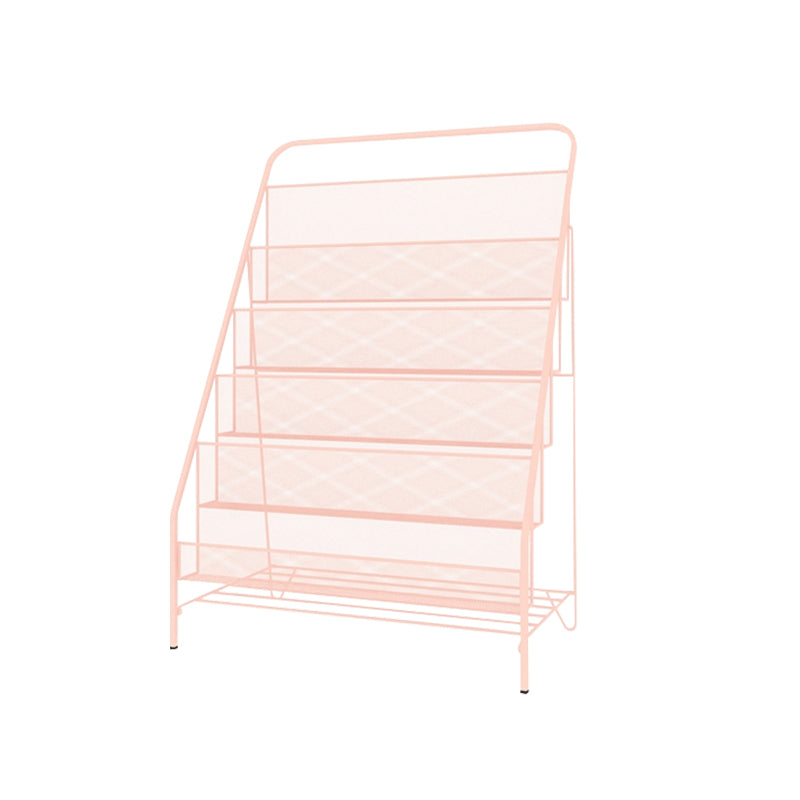 Scandinavian Ladder Bookcase Metal Closed Back Bookshelf for Home Office 22.4"L x 13"W x 34.3"H Pink Clearhalo 'Bookcases' 'furn' 'furn_bookcases' 'Furniture' 'furniture_bookcases' 'Office Furniture' 5055866