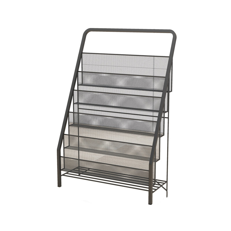 Scandinavian Ladder Bookcase Metal Closed Back Bookshelf for Home Office 22.4"L x 13"W x 34.3"H Black Clearhalo 'Bookcases' 'furn' 'furn_bookcases' 'Furniture' 'furniture_bookcases' 'Office Furniture' 5055869