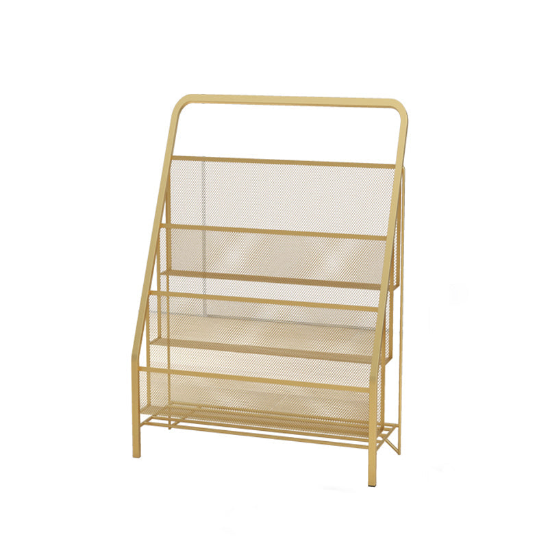 Scandinavian Ladder Bookcase Metal Closed Back Bookshelf for Home Office 16.9"L x 9.1"W x 25.2"H Gold Clearhalo 'Bookcases' 'furn' 'furn_bookcases' 'Furniture' 'furniture_bookcases' 'Office Furniture' 5055870