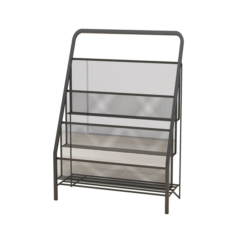 Scandinavian Ladder Bookcase Metal Closed Back Bookshelf for Home Office 16.9"L x 9.1"W x 25.2"H Black Clearhalo 'Bookcases' 'furn' 'furn_bookcases' 'Furniture' 'furniture_bookcases' 'Office Furniture' 5055872