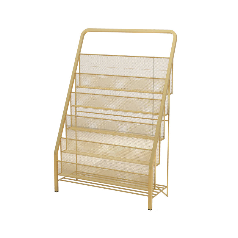 Scandinavian Ladder Bookcase Metal Closed Back Bookshelf for Home Office 22.4"L x 13"W x 34.3"H Gold Clearhalo 'Bookcases' 'furn' 'furn_bookcases' 'Furniture' 'furniture_bookcases' 'Office Furniture' 5055873