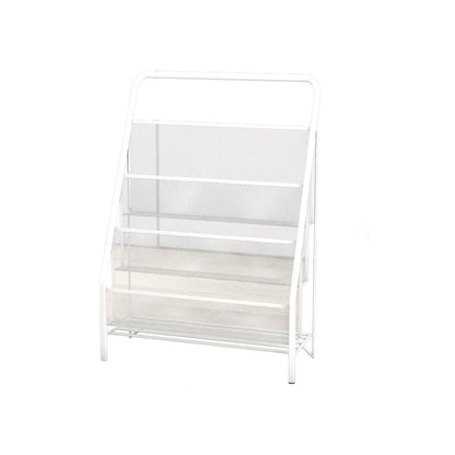 Scandinavian Ladder Bookcase Metal Closed Back Bookshelf for Home Office 16.9"L x 9.1"W x 25.2"H White Clearhalo 'Bookcases' 'furn' 'furn_bookcases' 'Furniture' 'furniture_bookcases' 'Office Furniture' 5055874