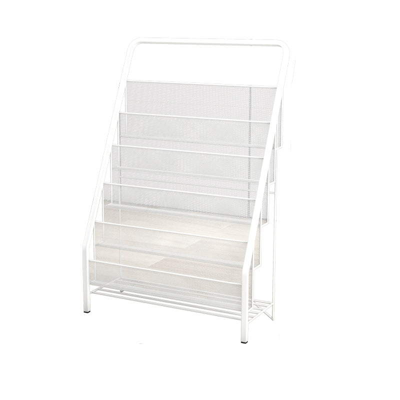 Scandinavian Ladder Bookcase Metal Closed Back Bookshelf for Home Office 22.4"L x 13"W x 34.3"H White Clearhalo 'Bookcases' 'furn' 'furn_bookcases' 'Furniture' 'furniture_bookcases' 'Office Furniture' 5055876