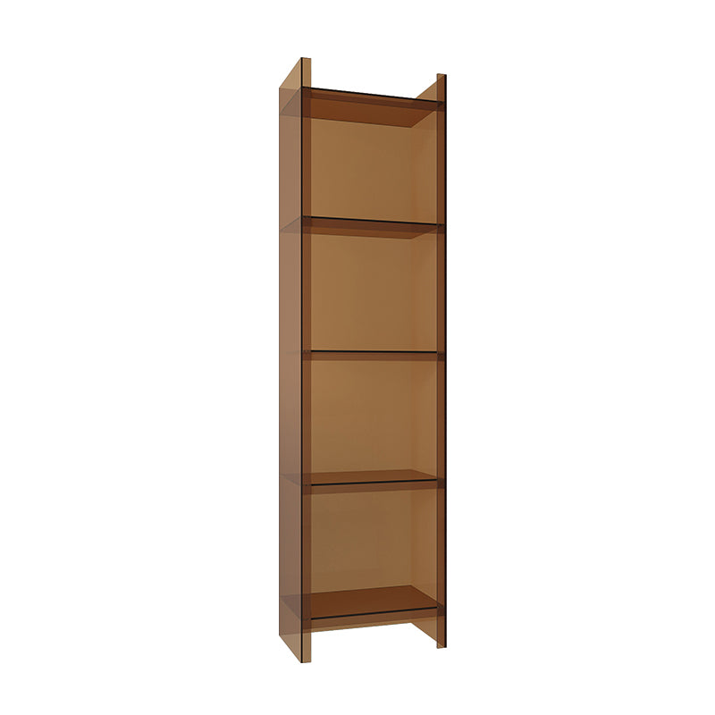 Glam Style Acrylic Standard Bookcase Vertical Closed Back Bookshelf 15.7"L x 9.8"W x 59.8"H Brown Clearhalo 'Bookcases' 'furn' 'furn_bookcases' 'Furniture' 'furniture_bookcases' 'Office Furniture' 5055894