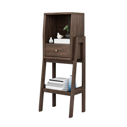 Modern Style Bookshelf Open Solid Wood Shelf Bookcase for Home 15.2"L x 11.2"W x 36.6"H Walnut