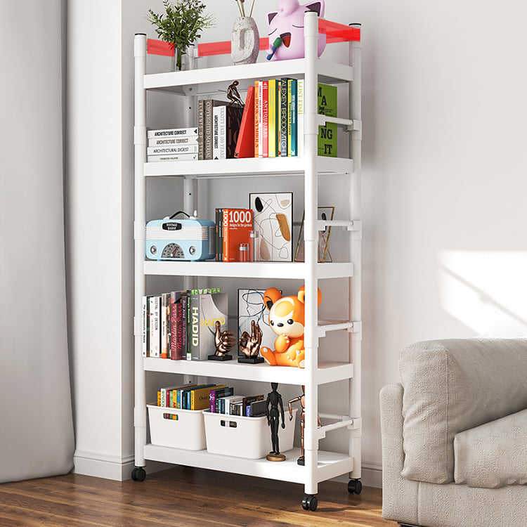 Industrial Style Metal Bookshelf Etagere Shelf Bookcase with Caster Wheels Clearhalo 'Bookcases' 'furn' 'furn_bookcases' 'Furniture' 'furniture_bookcases' 'Office Furniture' 5056010