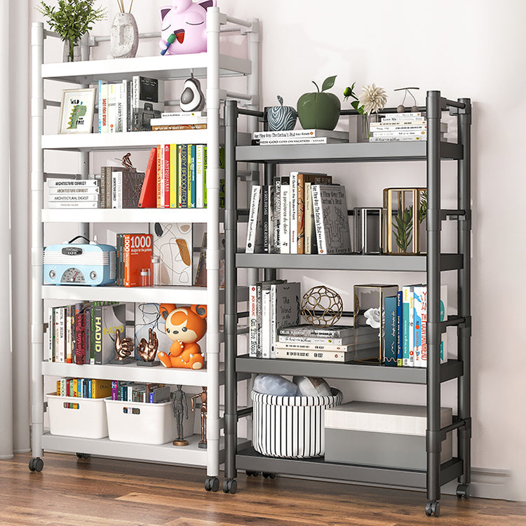 Industrial Style Metal Bookshelf Etagere Shelf Bookcase with Caster Wheels Clearhalo 'Bookcases' 'furn' 'furn_bookcases' 'Furniture' 'furniture_bookcases' 'Office Furniture' 5056012