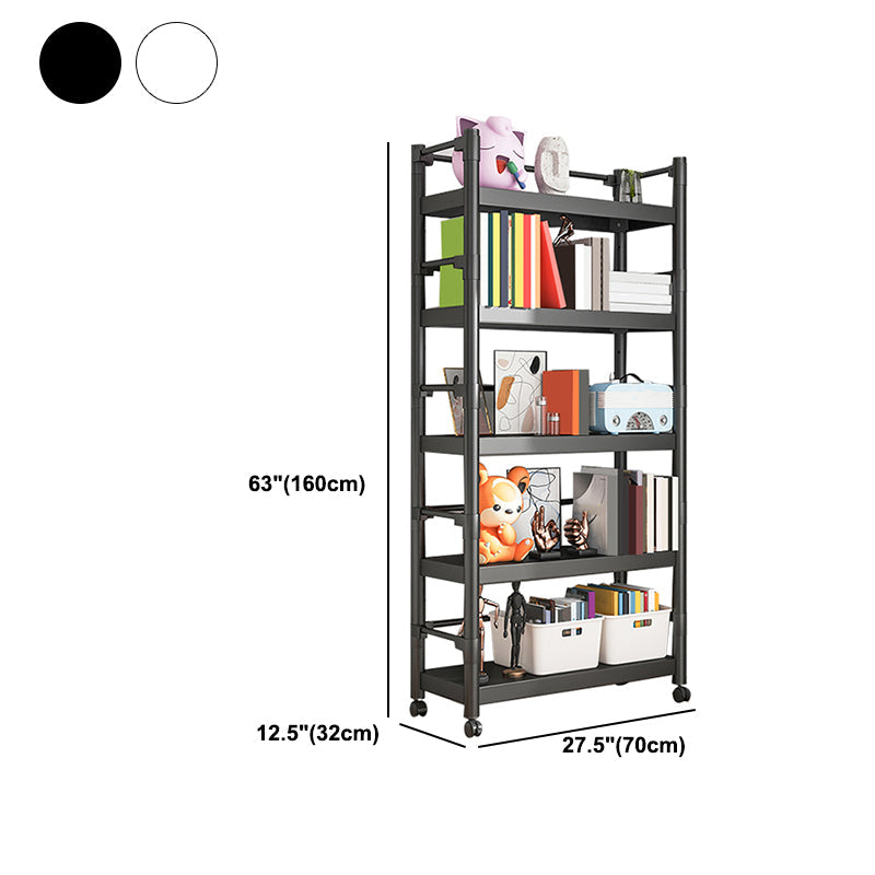 Industrial Style Metal Bookshelf Etagere Shelf Bookcase with Caster Wheels Clearhalo 'Bookcases' 'furn' 'furn_bookcases' 'Furniture' 'furniture_bookcases' 'Office Furniture' 5056019
