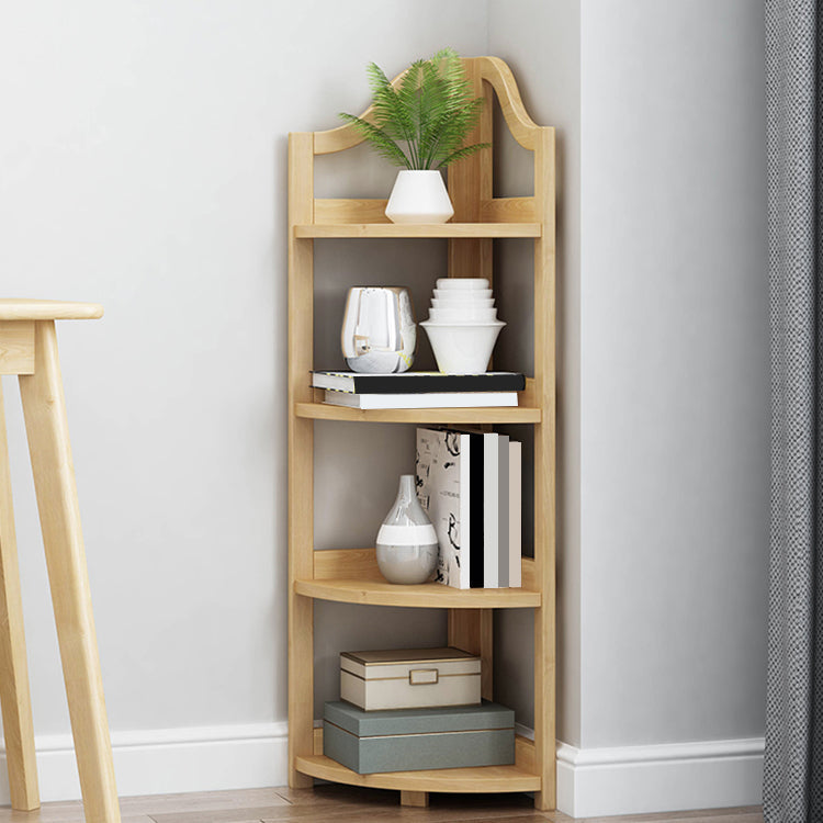Modern Style Corner Bookshelf Solid Wood Shelf Bookcase for Home 12.2"L x 12.2"W x 44.2"H Natural Clearhalo 'Bookcases' 'furn' 'furn_bookcases' 'Furniture' 'furniture_bookcases' 'Office Furniture' 5056026