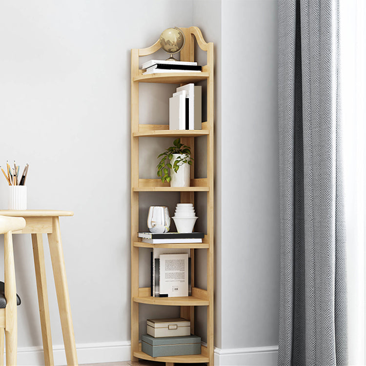Modern Style Corner Bookshelf Solid Wood Shelf Bookcase for Home 12.2"L x 12.2"W x 65.4"H Natural Clearhalo 'Bookcases' 'furn' 'furn_bookcases' 'Furniture' 'furniture_bookcases' 'Office Furniture' 5056028